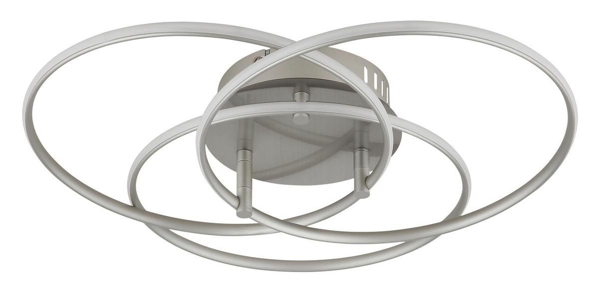 LED-DECKENLEUCHTE 67355-40N KOMBOS - Weiss/Nickelfarben, Design, Kunststoff/Metall (45,6/9,4cm) - Globo