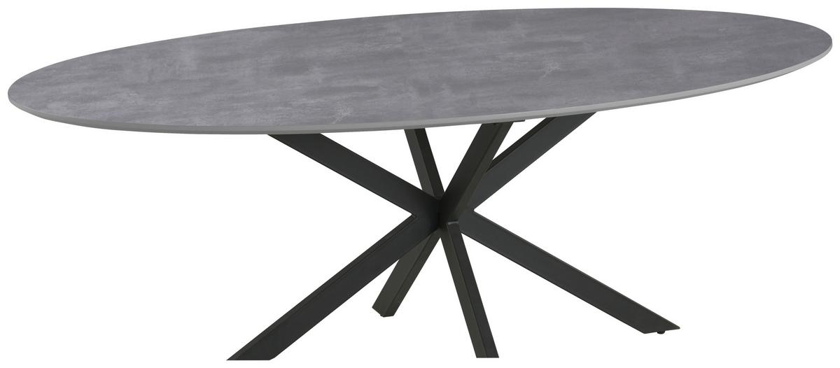 Esstisch Matteo Grau - Schwarz/Grau, MODERN, Holzwerkstoff/Metall (180/90/75cm) - Mömax