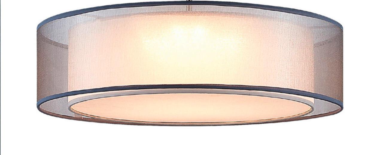PLAFONNIER LED 60900102 CHLOE - Grau/Nickelfarben, Konventionell, Textil/Metall (50/15,5cm) - Globo
