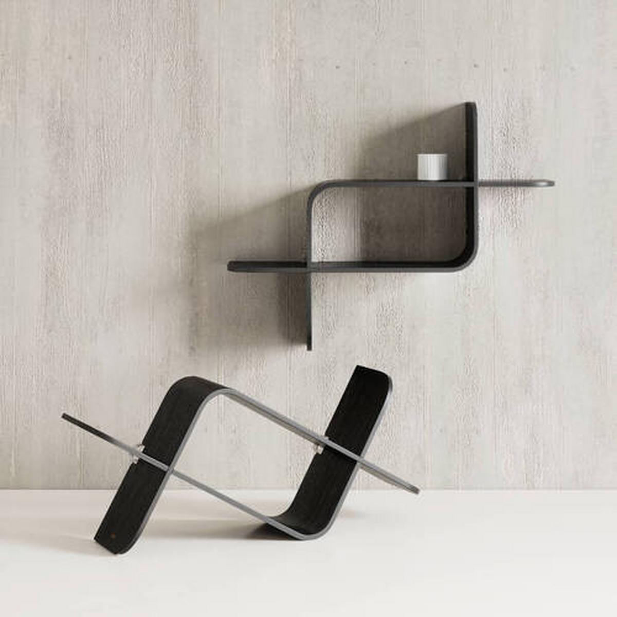 Wandregal Montage Schwarz - Schwarz, KONVENTIONELL, Holz (64/48/16cm) - Umbra
