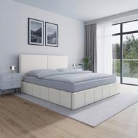 Oblazinjena Postelja Mila, 180x200, Bela - črna/slonova kost, Moderno, kovina/umetna masa (180/200cm) - Bessagi Home