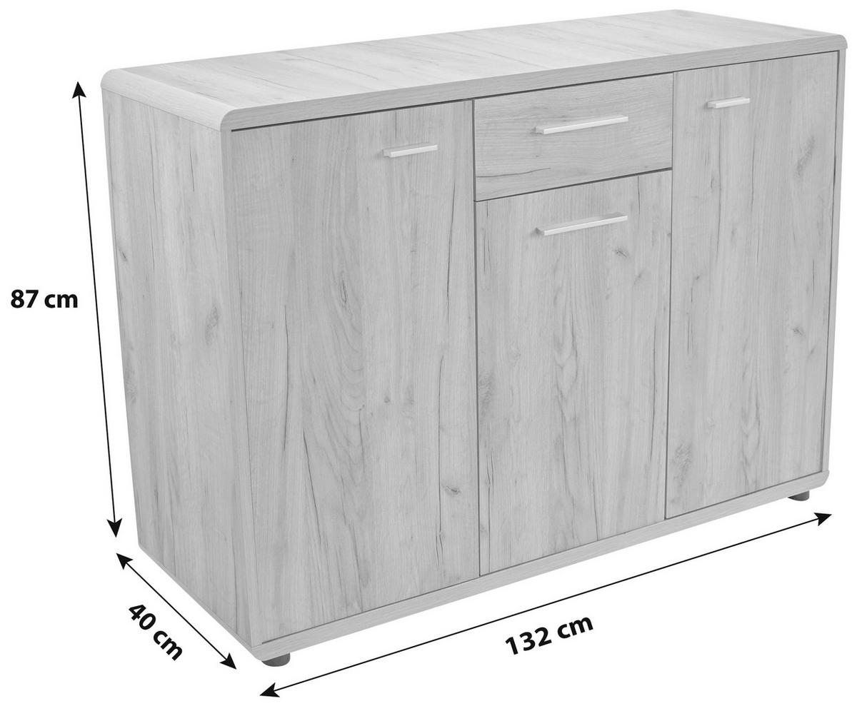 Comodă FONTANA - culoare lemn stejar, Modern, material pe bază de lemn (132/87/40cm) - Modern Living