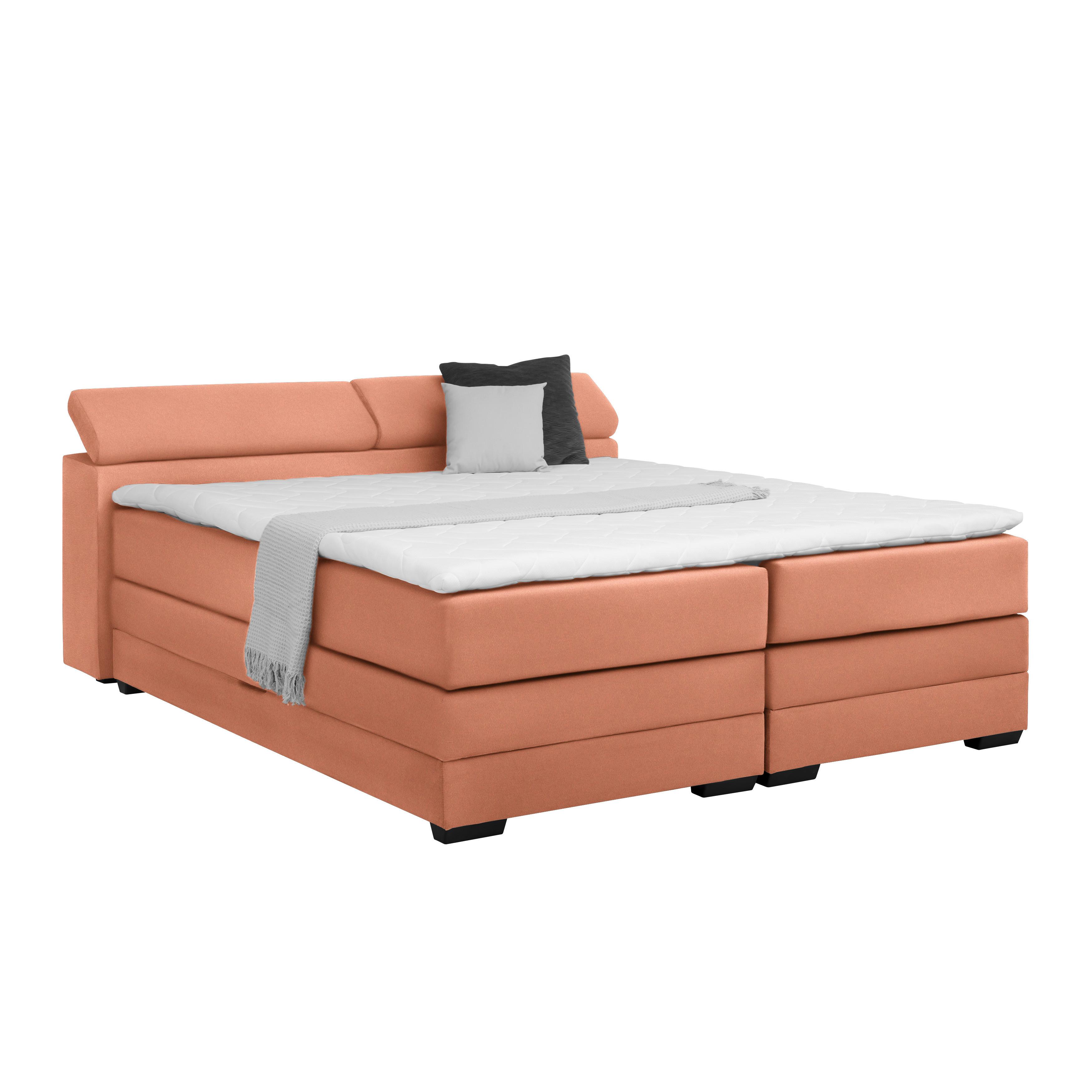Boxspringbett Sevilla Koralle ca. 180x200cm - Koralle/Schwarz, KONVENTIONELL, Holz/Kunststoff (180/200cm) - Premium Living