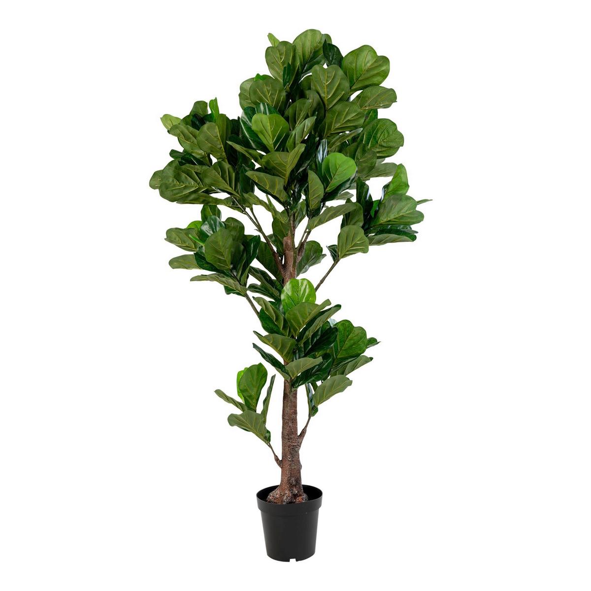 Kunstpflanze Fiddle Leaf Tree Grün - Hellbraun/Schwarz, Basics, Kunststoff (190cm)