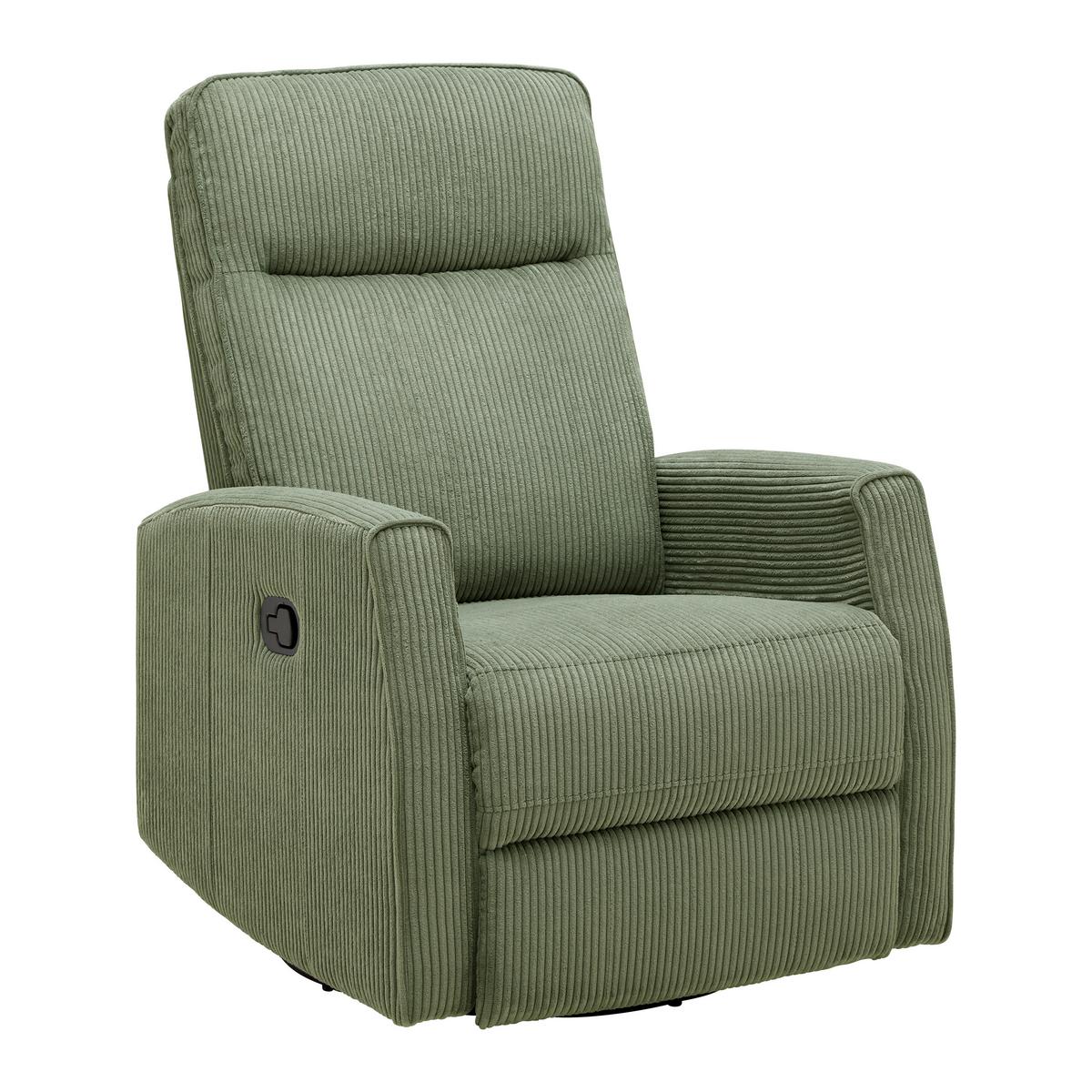 Relaxsessel Melinda Grün Cord - Schwarz/Grün, KONVENTIONELL, Holz/Kunststoff (76/103/96cm) - Mömax