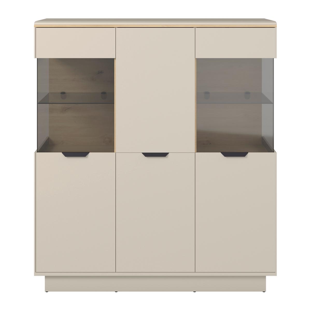 Vitrina Darius - kašmir/hrast Artisan, Trend, staklo/drvni materijal (132/148,3/37cm) - Modern Living