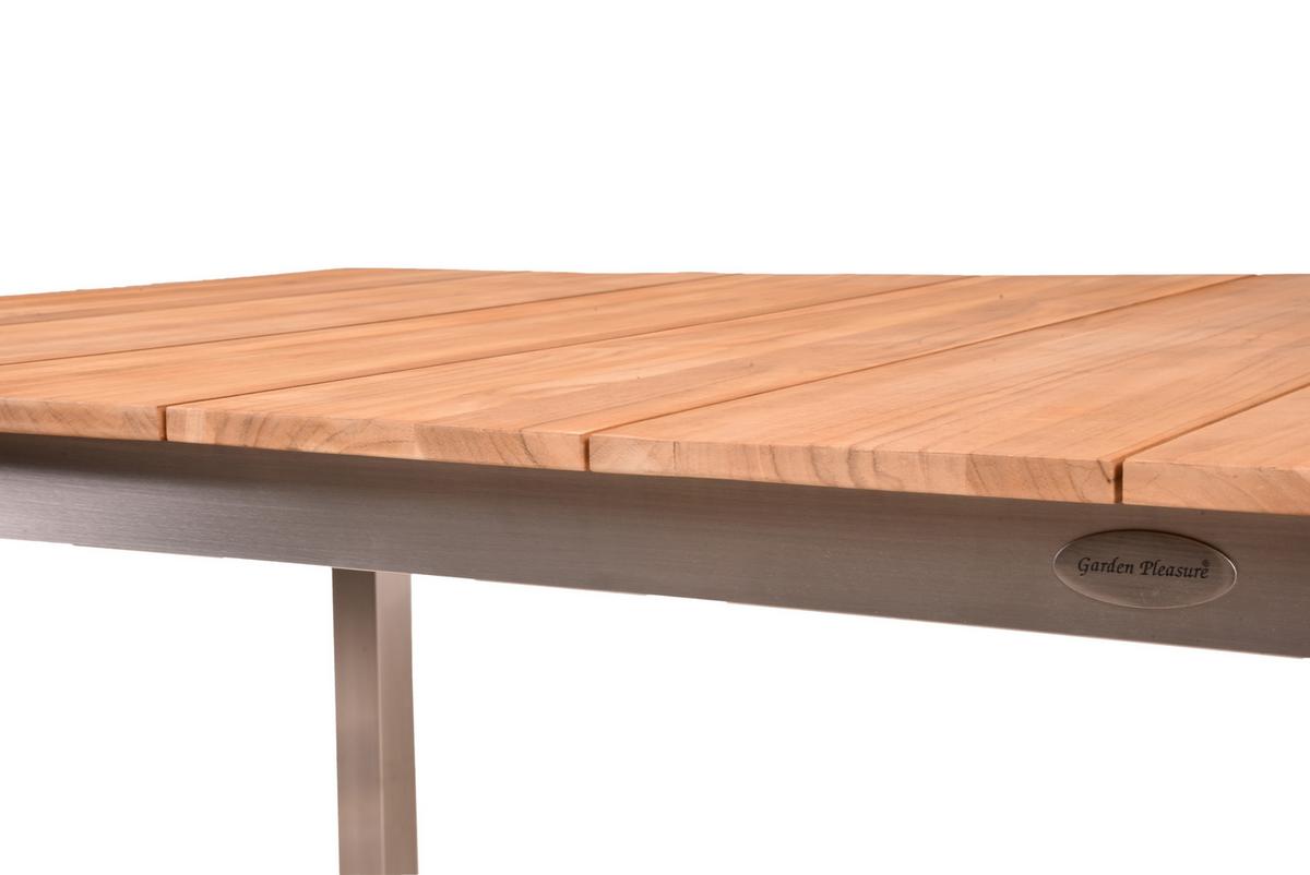 Gartentischgruppe Dallas- Denver Teak 6-tlg. - Silberfarben/Schwarz, Basics, Holz/Kunststoff - Gardenson