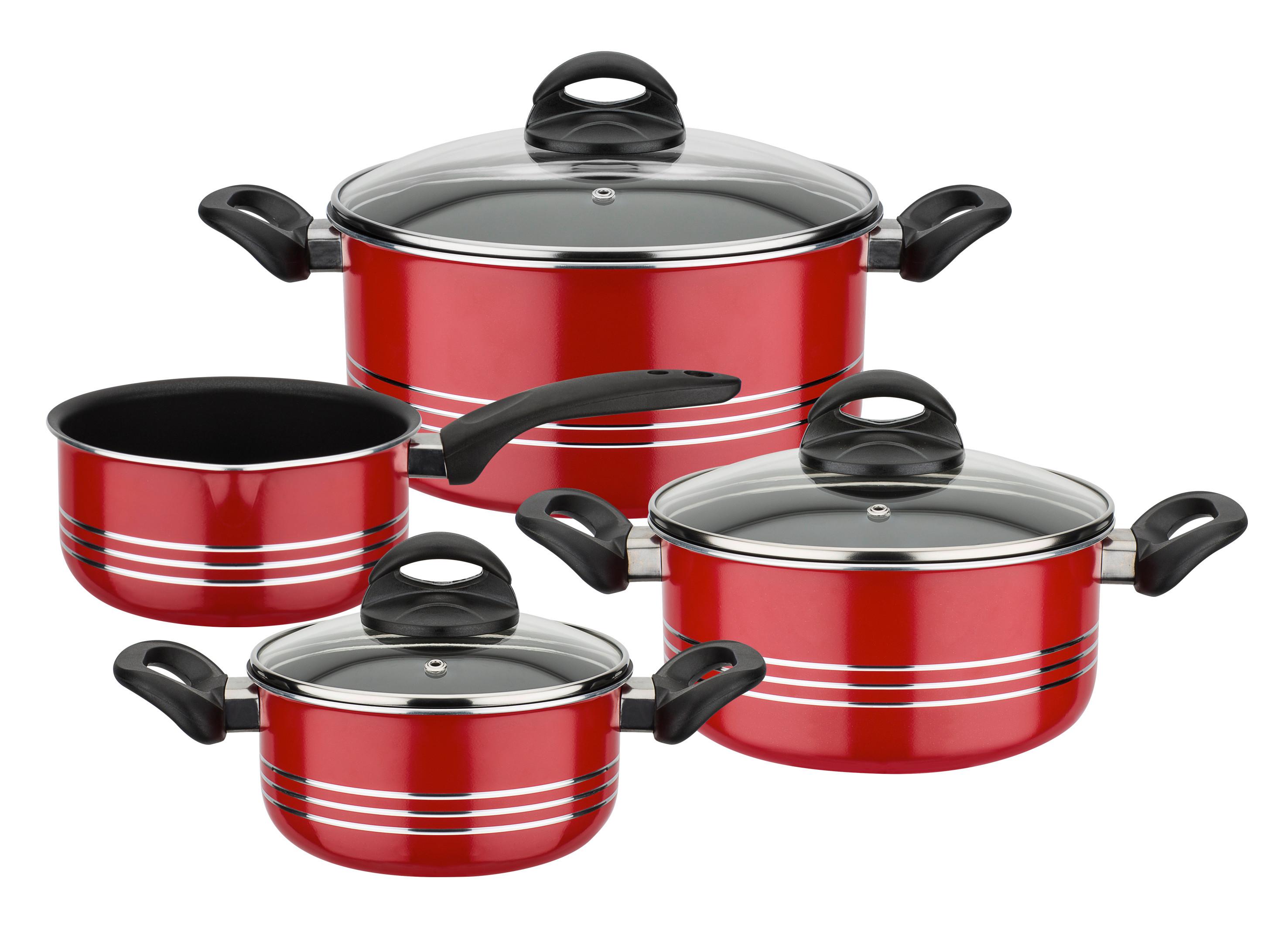 Set Posod Milano Red, 4-Delni - rdeča, Basics, kovina (16cm) - GSW