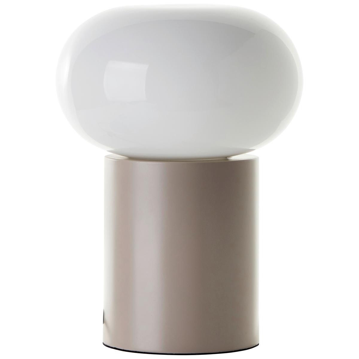 Tischleuchte Daeny Taupe max. 25 Watt - Taupe/Weiß, Design, Glas/Metall (20/27cm) - Brilliant