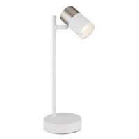 Tischleuchte Brisbon Weiß/Nickelfarben max. 5 Watt - Transparent/Weiß, Design, Kunststoff/Metall (13,2/12/35cm) - Globo
