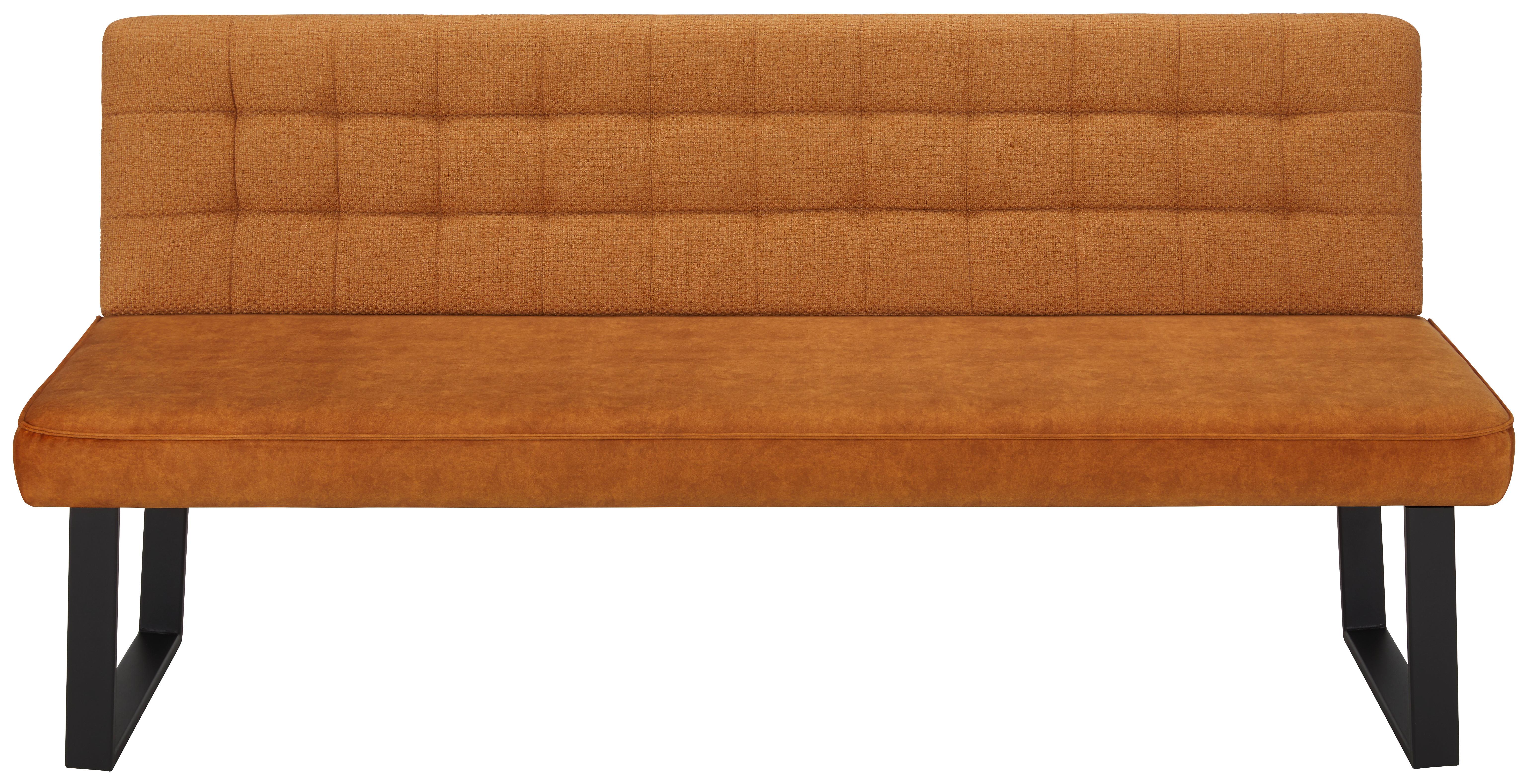Sitzbank in Orange ca. 180x86x63cm - Schwarz/Orange, MODERN, Textil/Metall (180/86/63cm) - Premium Living