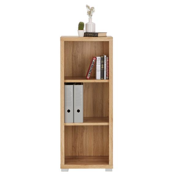 Etajeră Line 4 - alb/culoare lemn stejar, Modern, compozit lemnos (44/112/36cm) - Modern Living