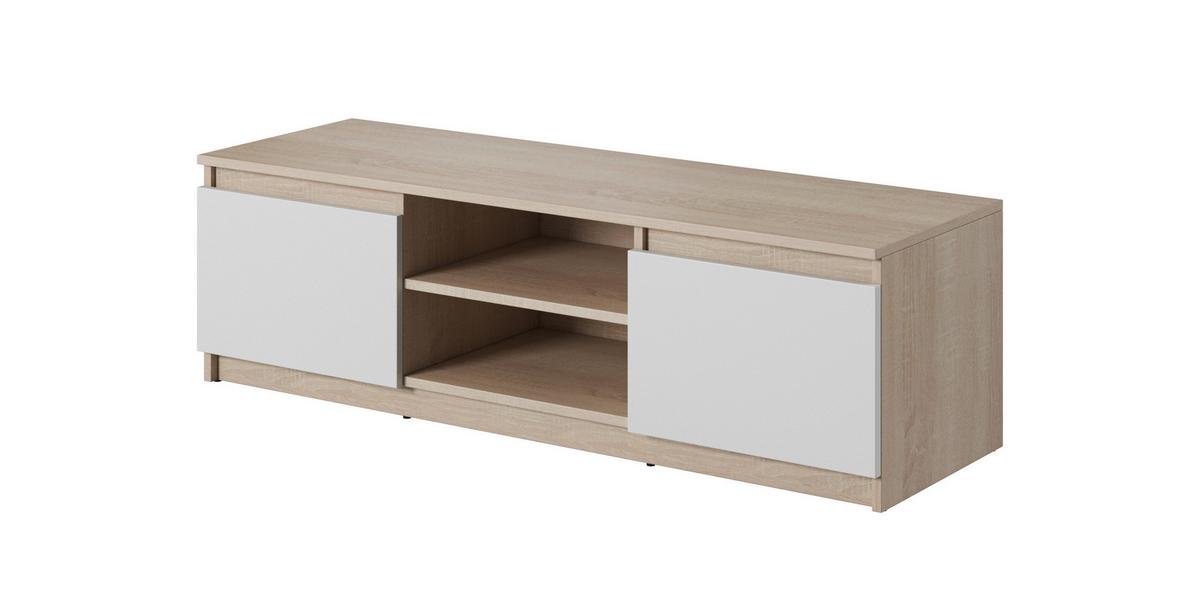 Lowboard Dingo mit LED Sonoma Eiche/Weiß - Schwarz/Weiß, Design, Holzwerkstoff/Kunststoff (120/35,5/38cm) - Livetastic