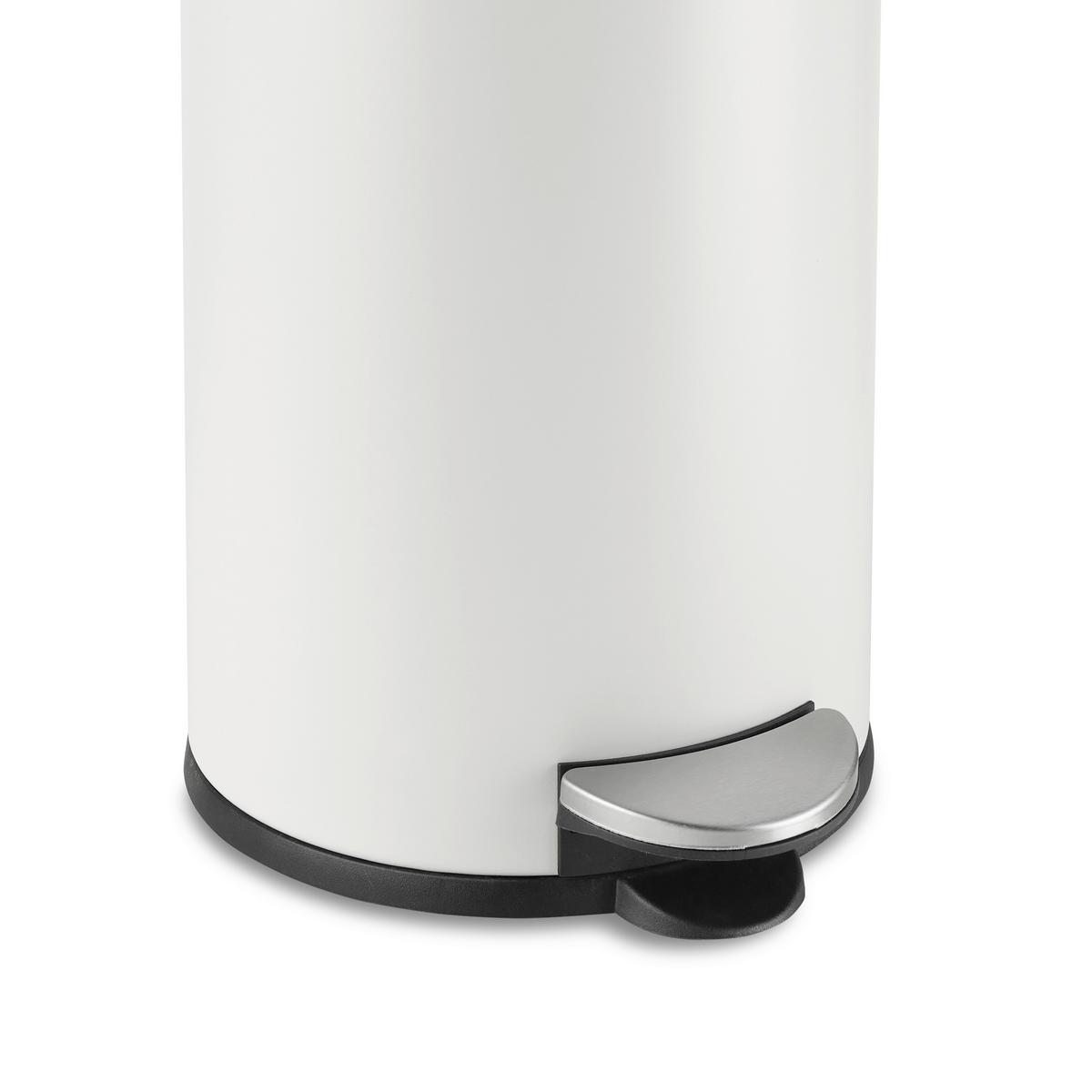 Treteimer James in Weiß ca. 5 l - Schwarz/Weiß, KONVENTIONELL, Kunststoff/Metall (20,5/29cm) - Modern Living
