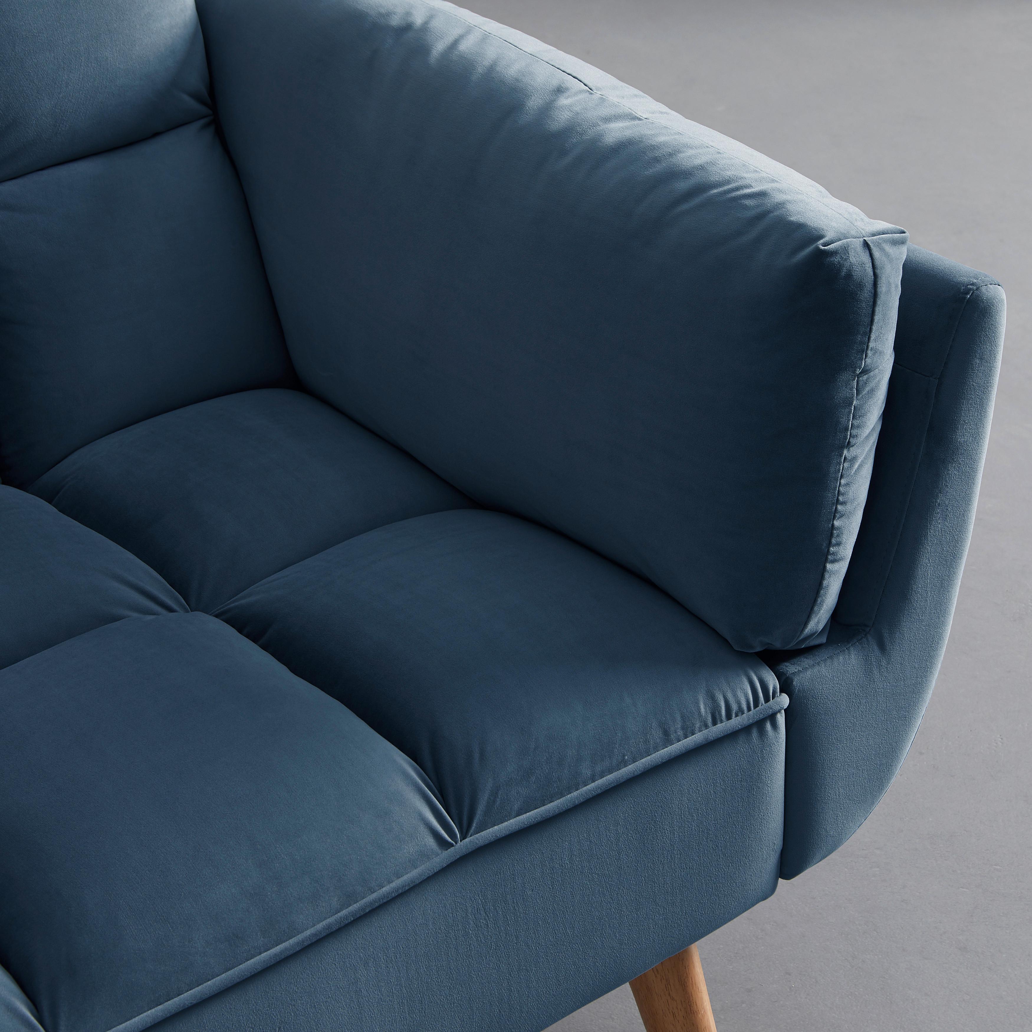 BÄDDSOFFA CORA - blå/naturfärgad, Modern, trä/textil (214/92/81cm) - Bessagi Home