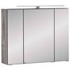 Spiegelschrank Stockholm mit LED 3-türig ca. 80x64x20 cm - Eichefarben/Alufarben, KONVENTIONELL, Glas/Holzwerkstoff (80/64/20cm) - Held