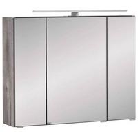Spiegelschrank Stockholm mit LED 3-türig ca. 80x64x20 cm - Eichefarben/Alufarben, KONVENTIONELL, Glas/Holzwerkstoff (80/64/20cm) - Held