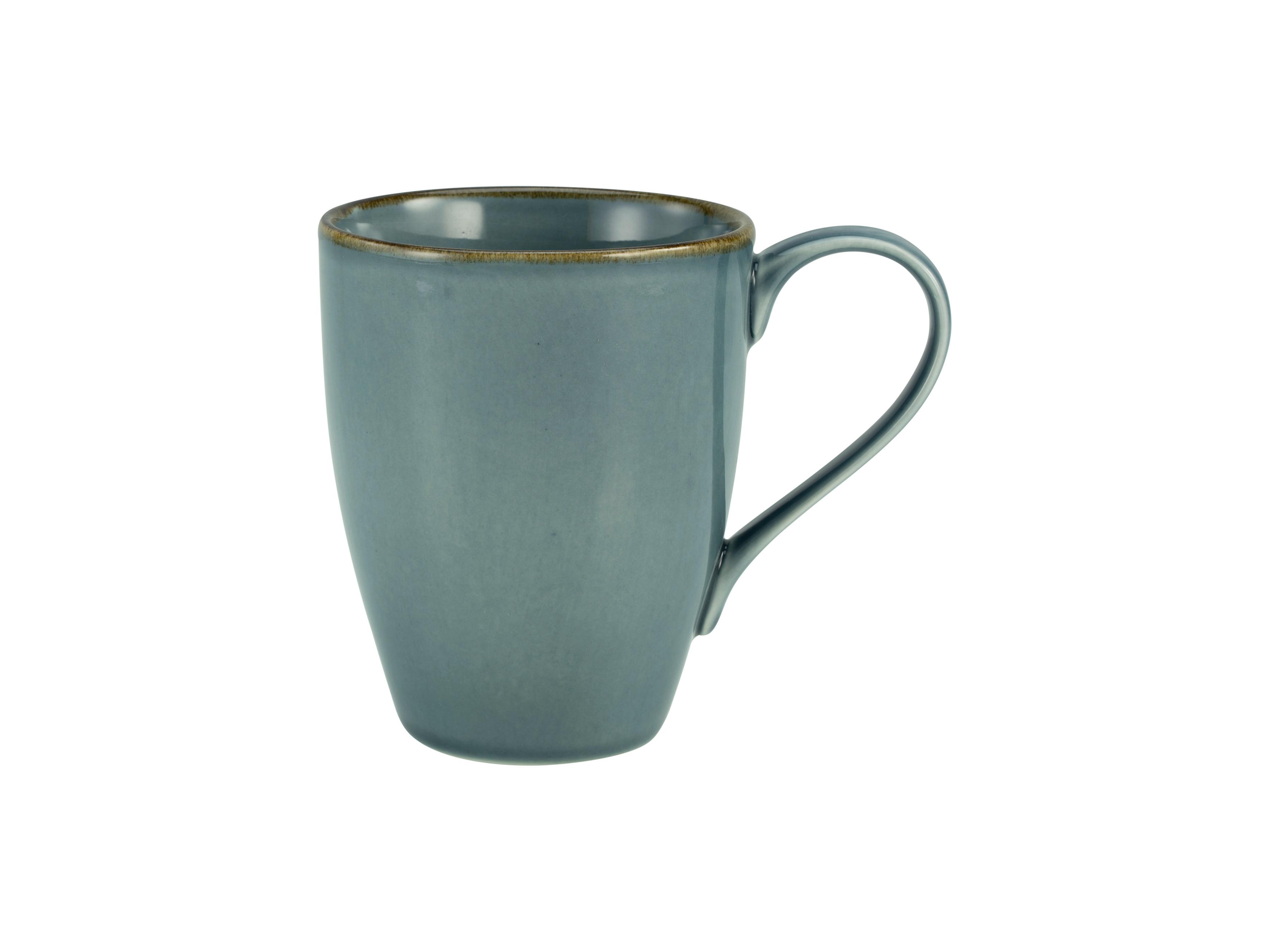 Kaffeebecher Linen aus Steinzeug ca. 330ml - Blau, Keramik (0,33cm) - Premium Living