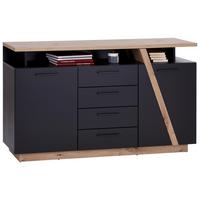 Komoda Maxi, Temno Siva, Hrast - barve hrasta, Moderno, umetna masa/leseni material (150,2/90/41,9cm) - Premium Living