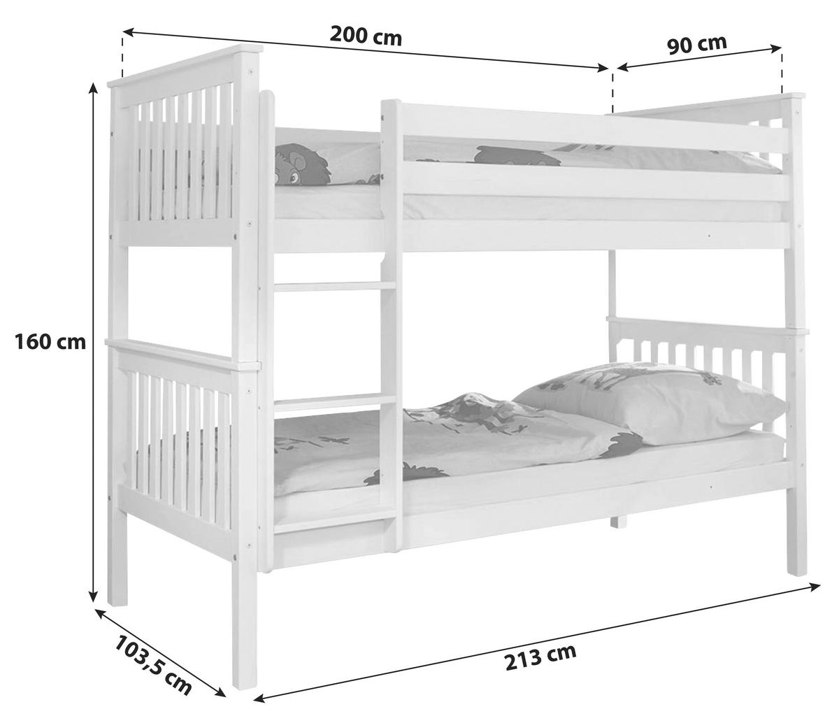 Pograd Sammy, Bela, Masivno, Pomožno Ležišče - bela, Moderno, les (90/200cm) - MID.YOU