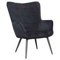 Ohrensessel Uta Schwarz Samt - Schwarz, MODERN, Holzwerkstoff/Textil (72/97/80cm) - MID.YOU
