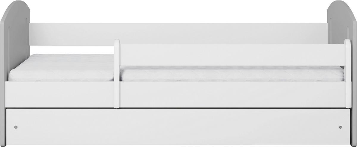 Otroška Postelja Classic 2, Bela, Siva, 80x140cm - siva/bela, Moderno, tekstil/leseni material (80/140cm) - MID.YOU