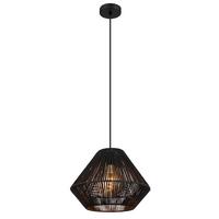 Hängeleuchte Houdini Naturfarben max. 15 Watt - Schwarz/Naturfarben, KONVENTIONELL, Naturmaterialien/Kunststoff (35/120cm) - Globo