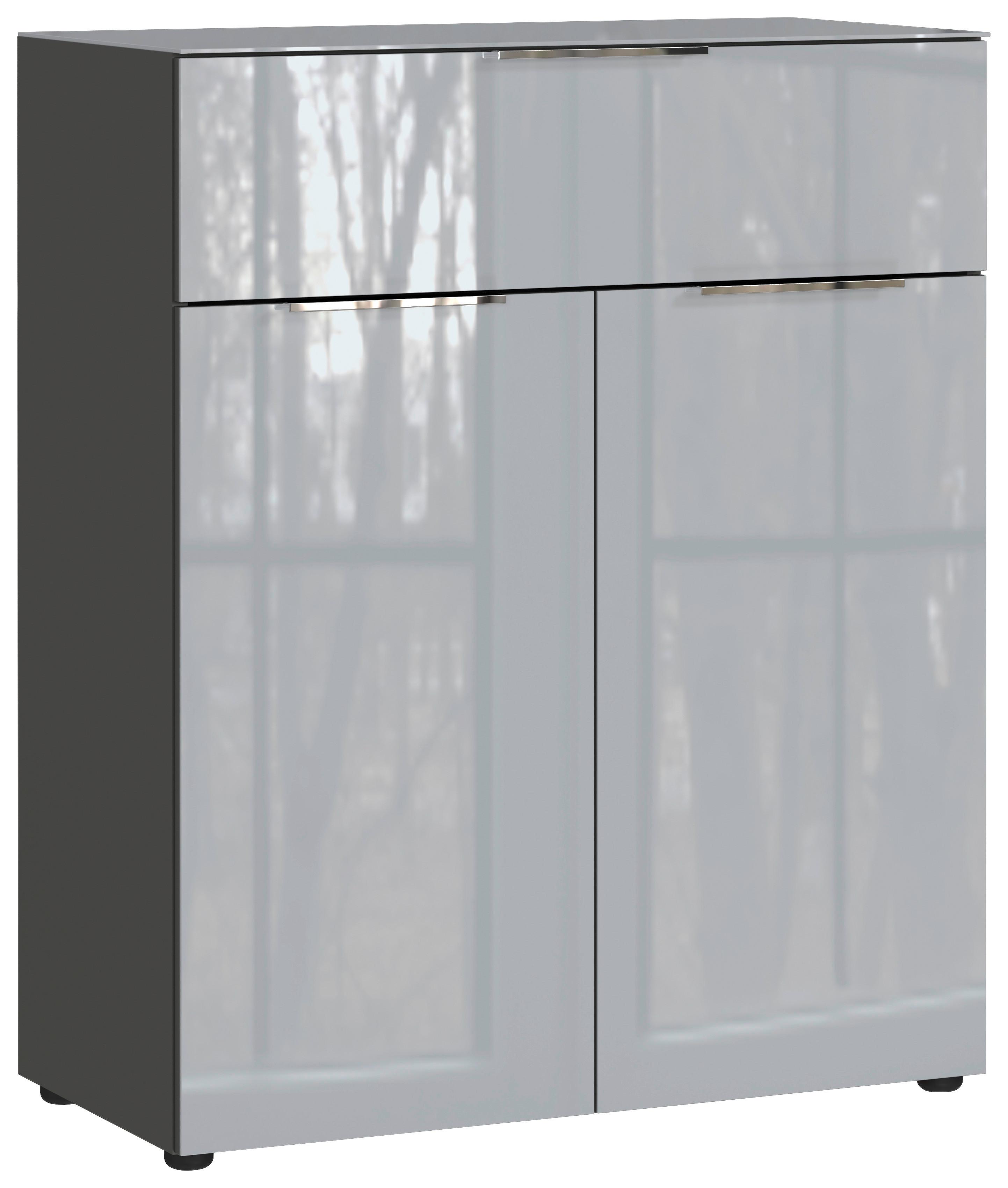 Kommode Oakland in Grau/Graphitfarben - Chromfarben/Graphitfarben, MODERN, Glas/Holzwerkstoff (83/102/42cm) - Premium Living