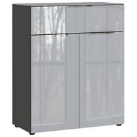 Kommode Oakland in Grau/Graphitfarben - Chromfarben/Graphitfarben, Modern, Glas/Holzwerkstoff (83/102/42cm) - Premium Living