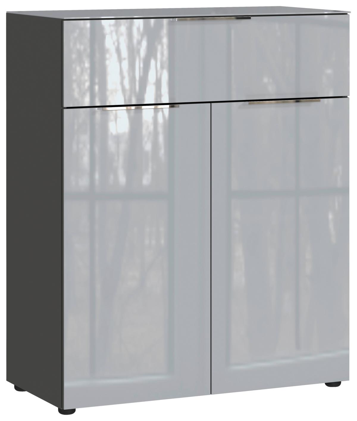 Kommode Oakland in Grau/Graphitfarben - Chromfarben/Graphitfarben, Modern, Glas/Holzwerkstoff (83/102/42cm) - Premium Living