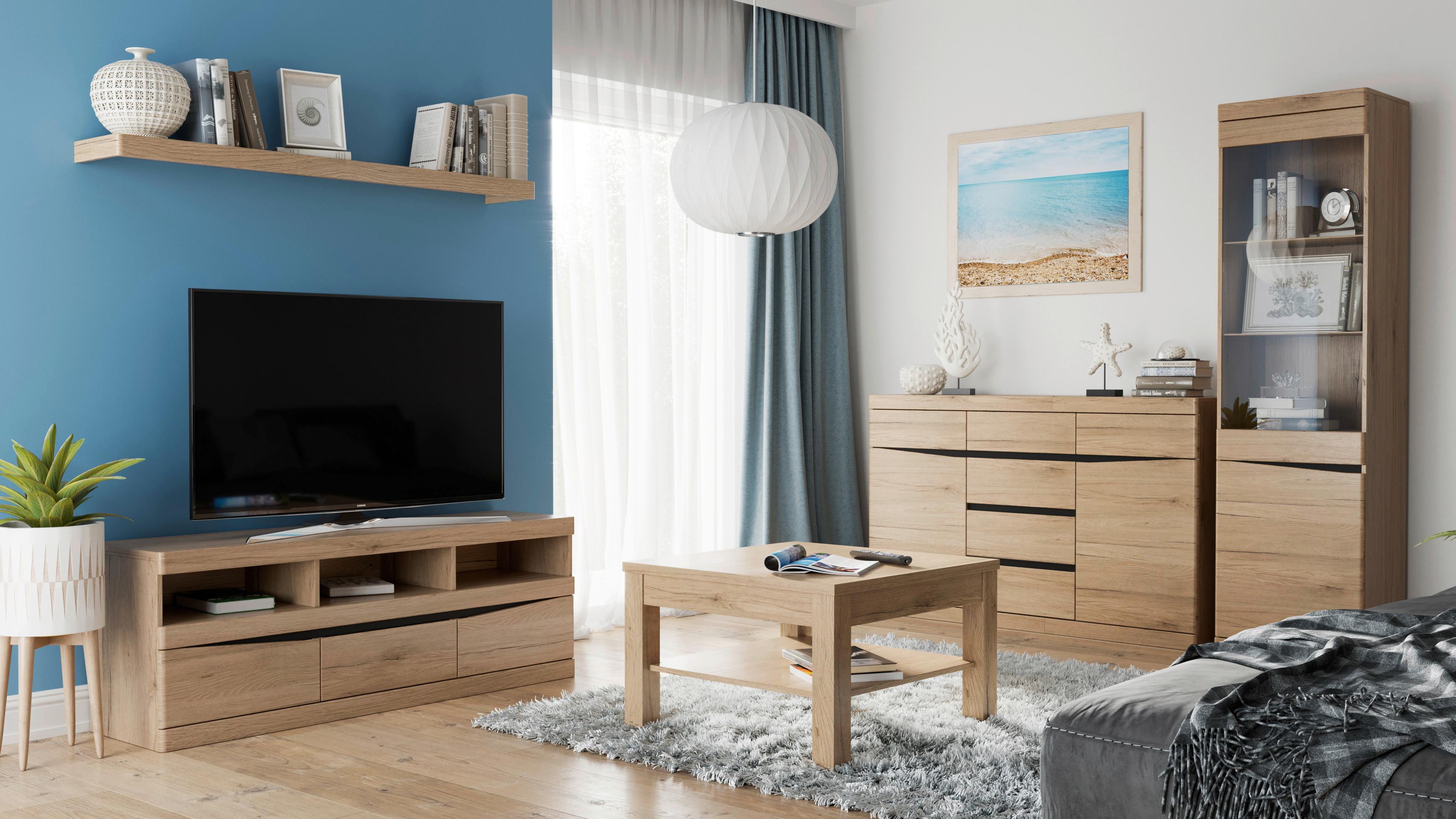 Vitrina Summer - hrast San Remo, Moderno, staklo/drvni materijal (54/196,5/40cm) - Modern Living