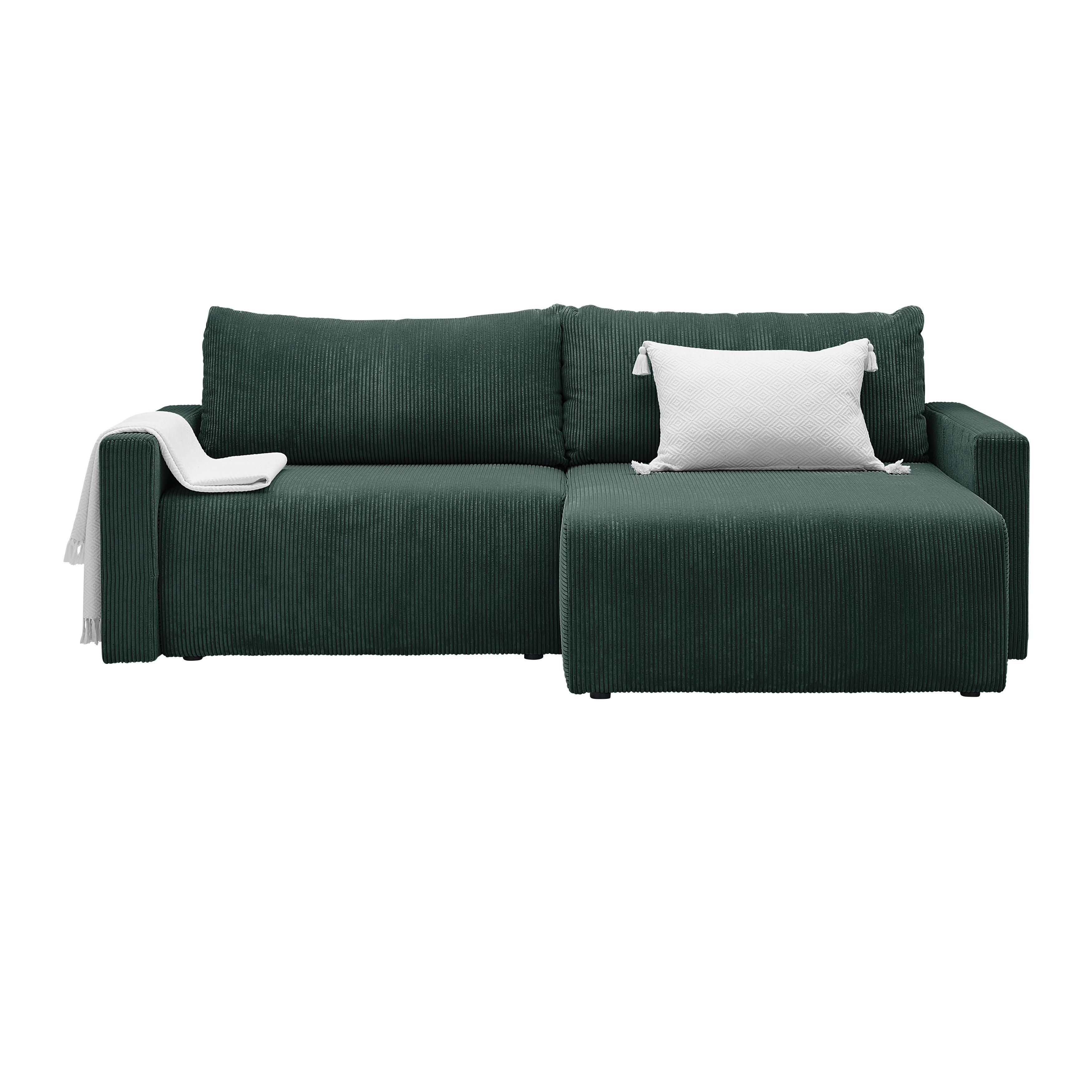 Ecksofa Dios Dunkelgrün - Dunkelgrün/Schwarz, MODERN, Holz/Kunststoff (228/91/146cm) - Based