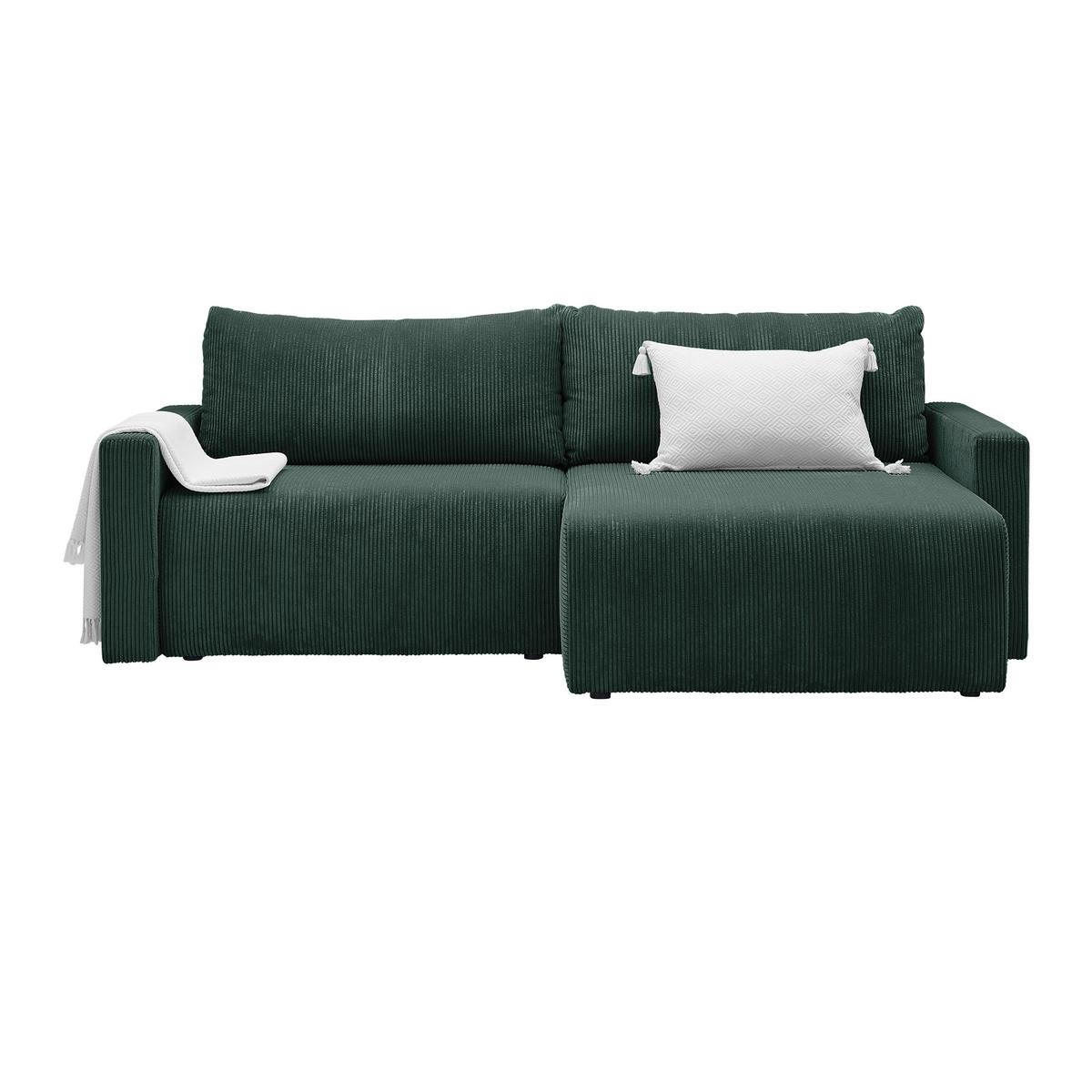 Ecksofa Dios Dunkelgrün - Dunkelgrün/Schwarz, MODERN, Holz/Kunststoff (228/91/146cm) - Based