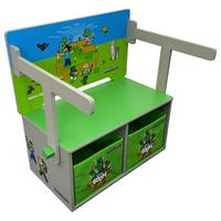 Kindersitzbank Minecraft ca. 66x60x35 cm Grau/Grün/Blau - Multicolor, MODERN, Holzwerkstoff/Textil (65,4/60/35cm) - Minecraft