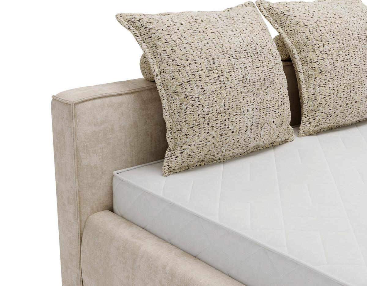 Polsterbett Olive Sandfarben ca. 160x200cm - Sandfarben/Schwarz, KONVENTIONELL, Holzwerkstoff/Kunststoff (160/200cm) - Mömax