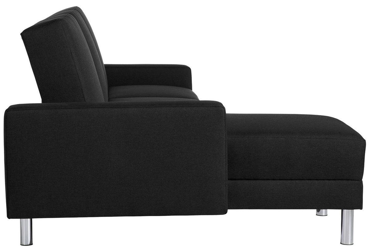 ECKSCHLAFSOFA JUST FASHION - Chromfarben/Schwarz, KONVENTIONELL, Textil/Metall (152/230cm) - Max Winzer