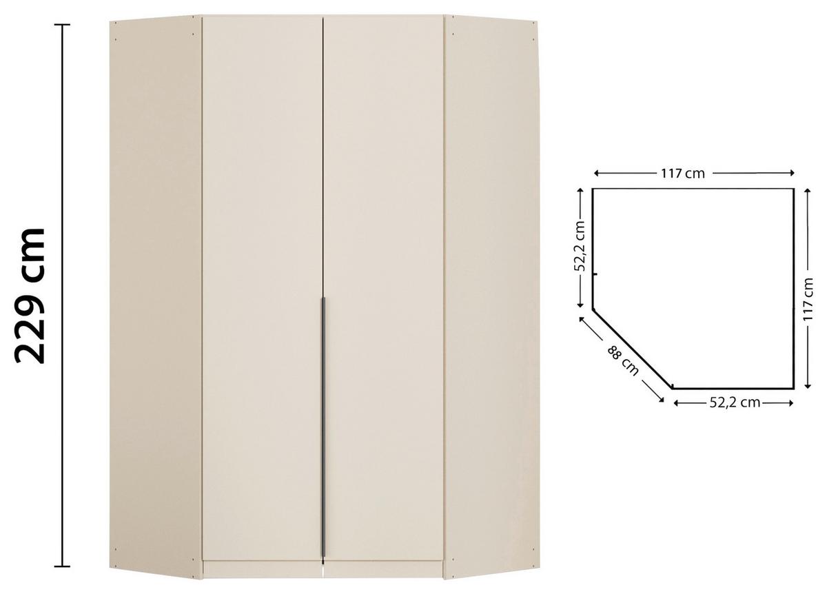 Eckkleiderschrank Alabama Champagner - Champagner/Grau, MODERN, Holzwerkstoff (117/229/117cm) - Rauch Möbel