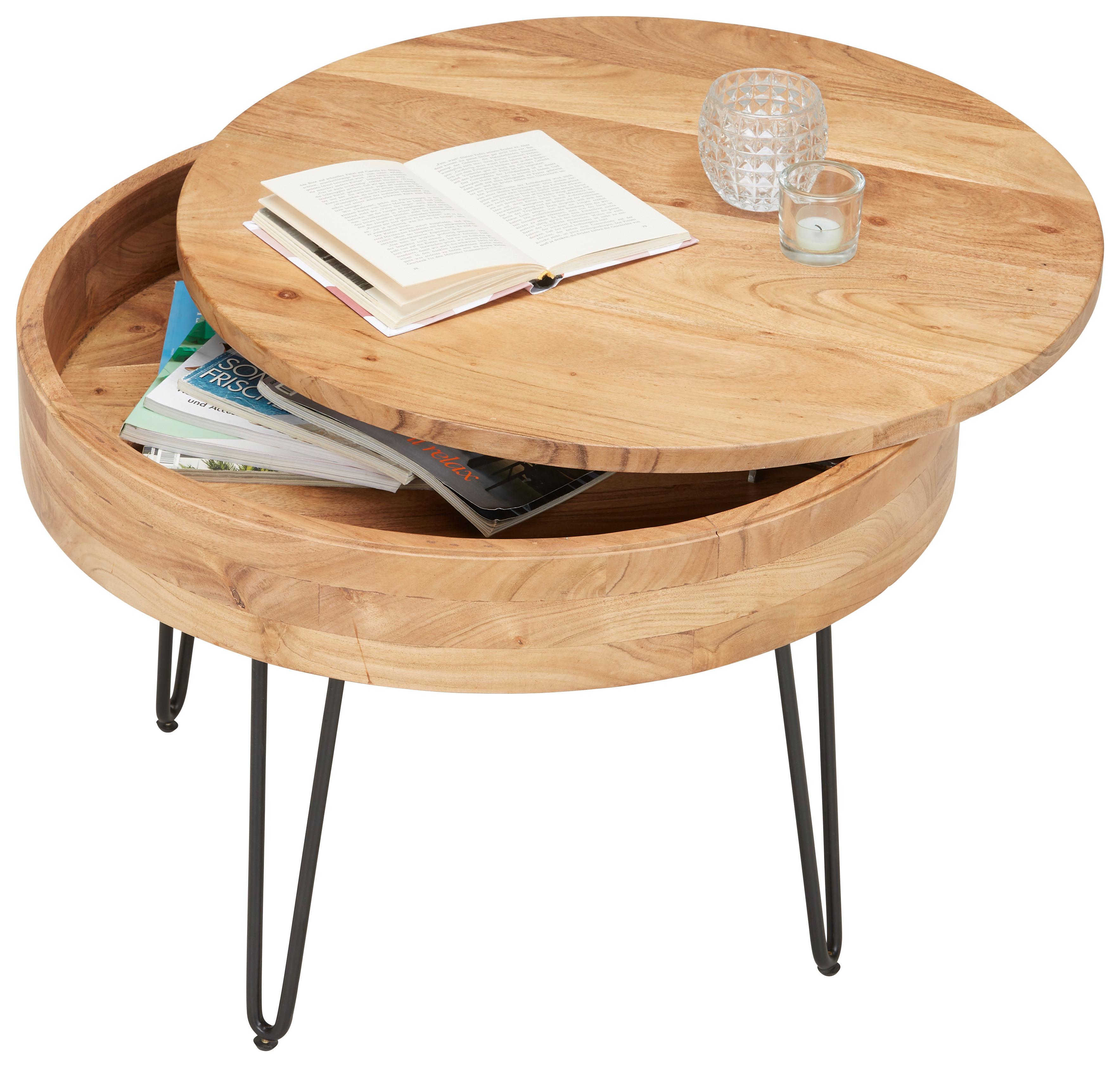 SOFFBORD STAN -TOP- -BASED- - svart/akaciefärgad, Lifestyle, metall/trä (70/70/50cm) - Based