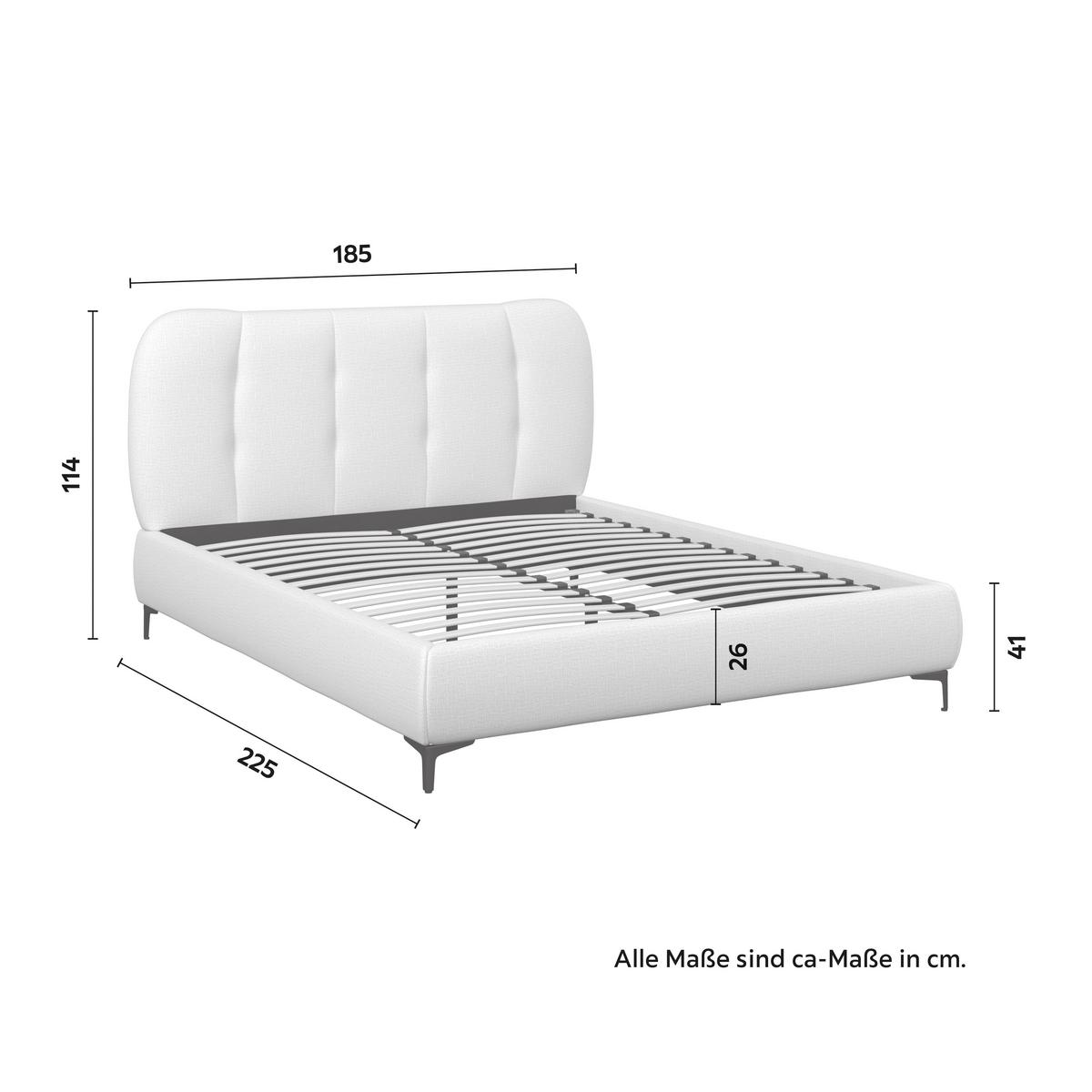 Polsterbett Glaris Creme ca. 160x200 cm - Eichefarben/Creme, MODERN, Holz/Textil (160/200cm) - Bessagi Home
