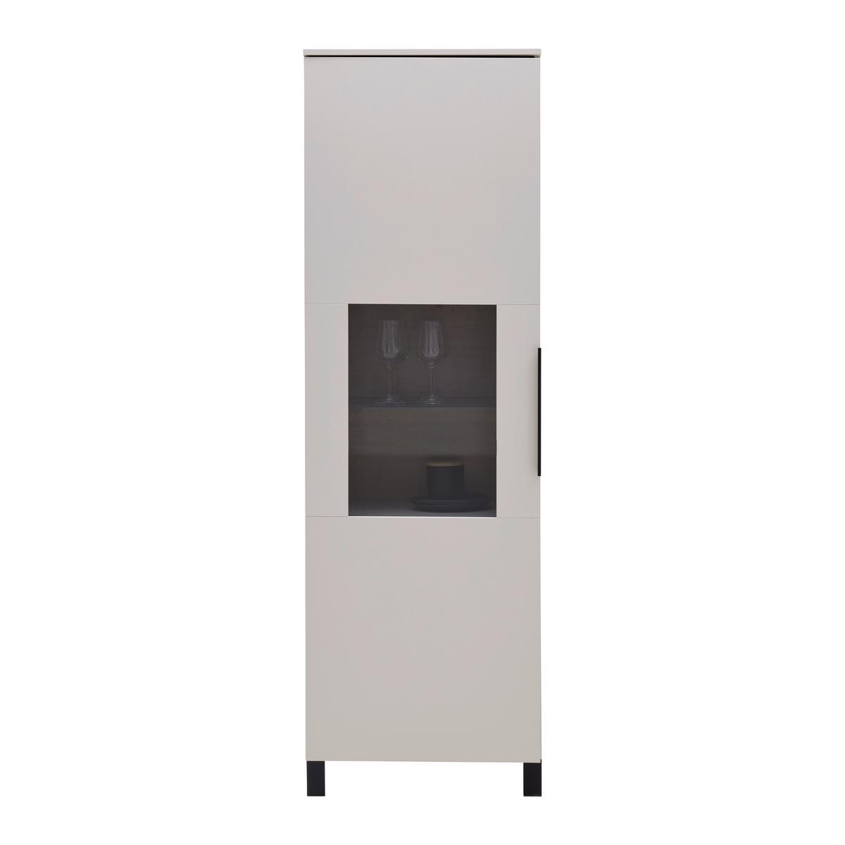 Vitrine GW-Fresno in Kaschmir - Kaschmir/Schwarz, Modern, Glas/Holzwerkstoff (60/193/40cm) - Premium Living