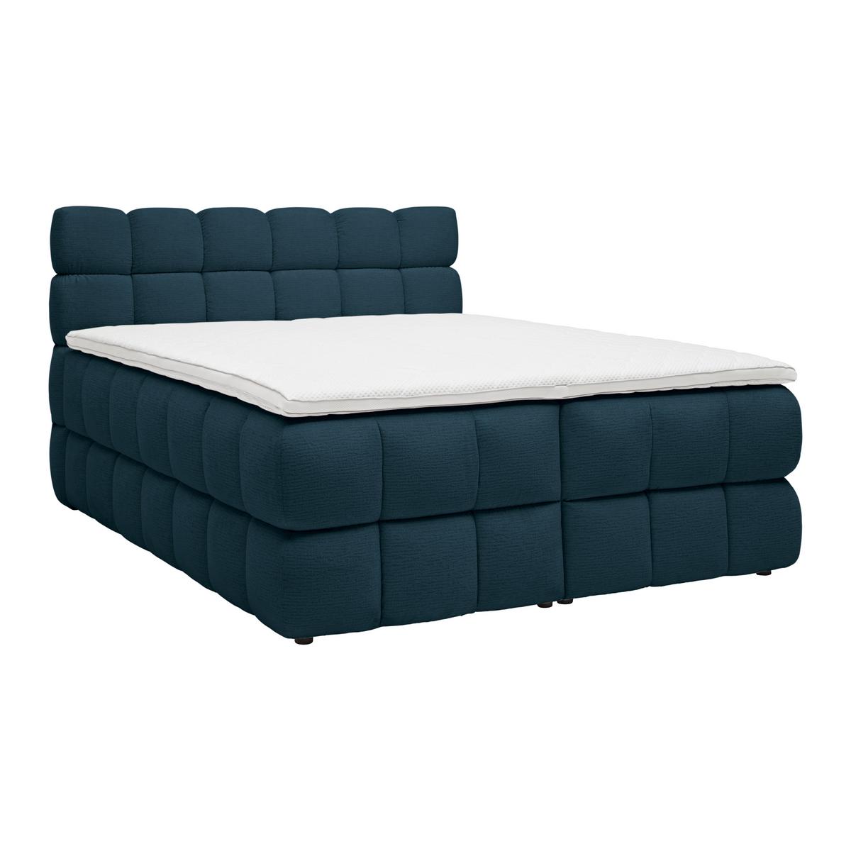 Boxspringbett Bubble Box Blau ca. 160x200cm - Blau/Schwarz, Konventionell, Holz/Textil (160/200cm) - Premium Living