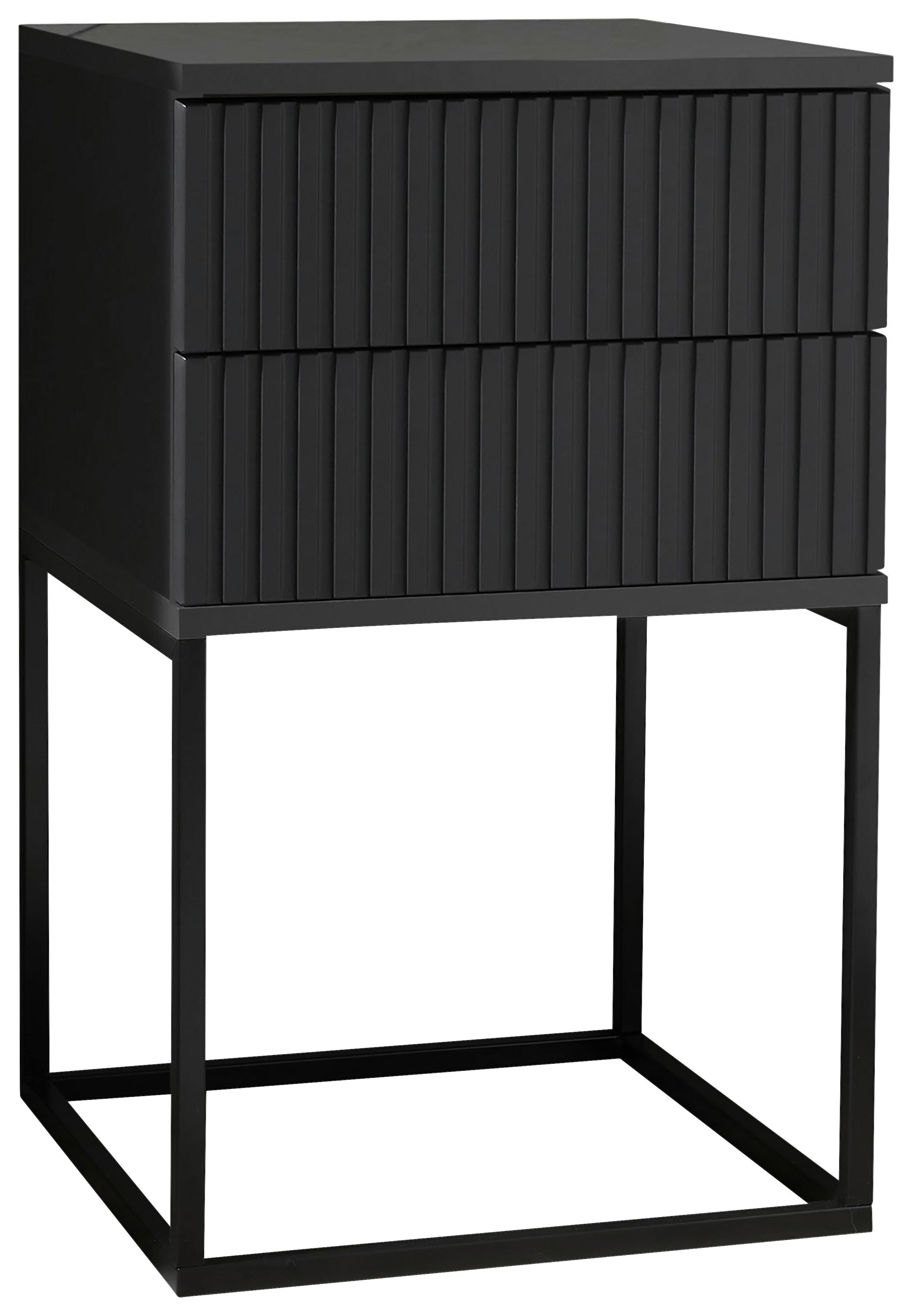 SZAFKA NOCNA MARLE - czarny/kolor grafitowy, Modern, materiał drewnopochodny/metal (40/65/38,5cm) - Livetastic