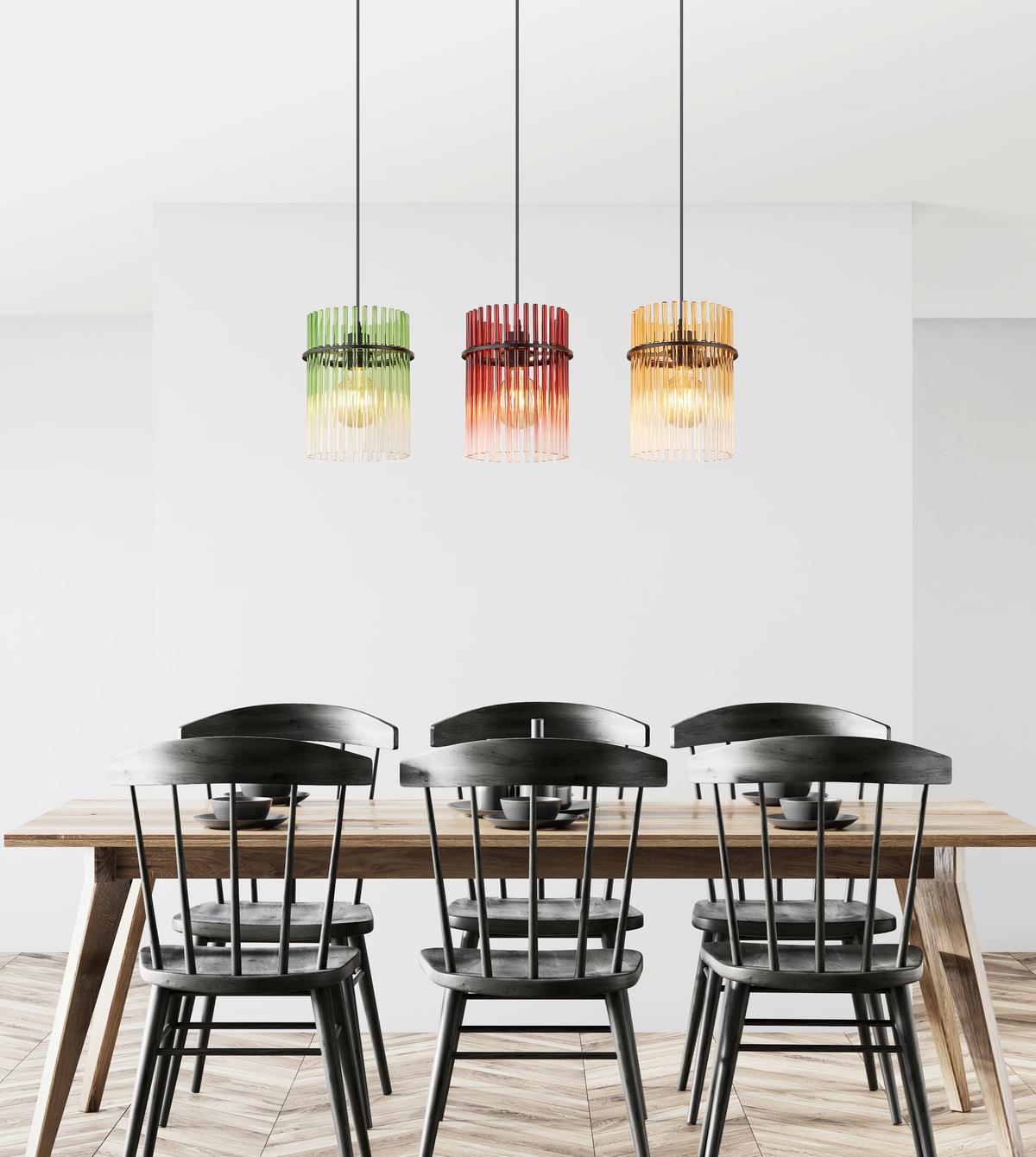 Viseća Svjetiljka Gorley - narančasta/zelena, Lifestyle, staklo/metal (80/20/140cm) - Globo