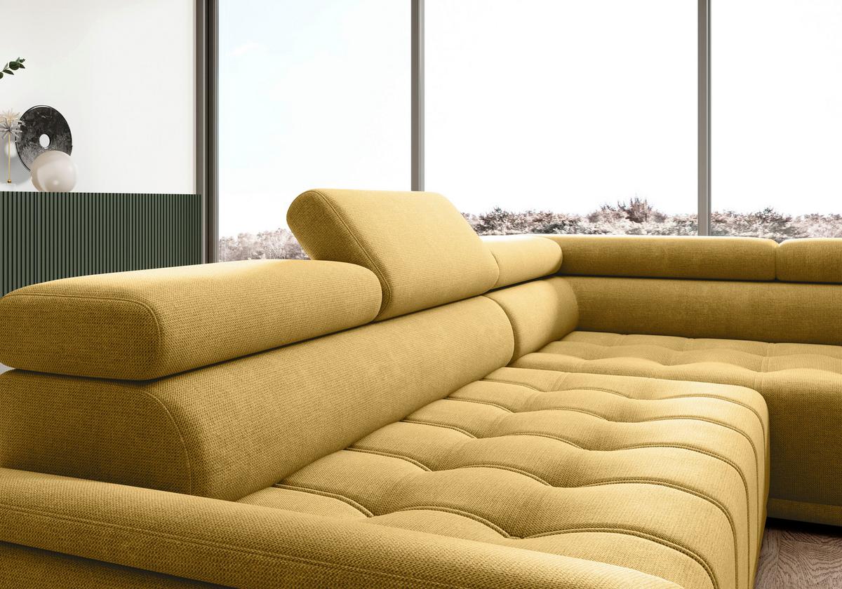 Kutna Garnitura Gremio - boje senfa/crna, Moderno, tekstil/plastika (283/106cm) - Modern Living