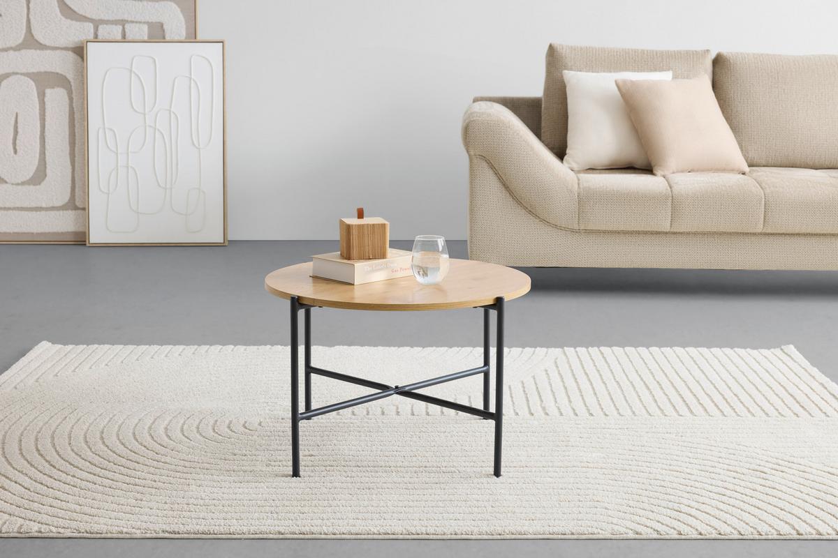 Couchtisch Oslo Eichefarben/Schwarz - Eichefarben/Schwarz, Konventionell, Holzwerkstoff/Metall (60/60/40cm) - Mömax