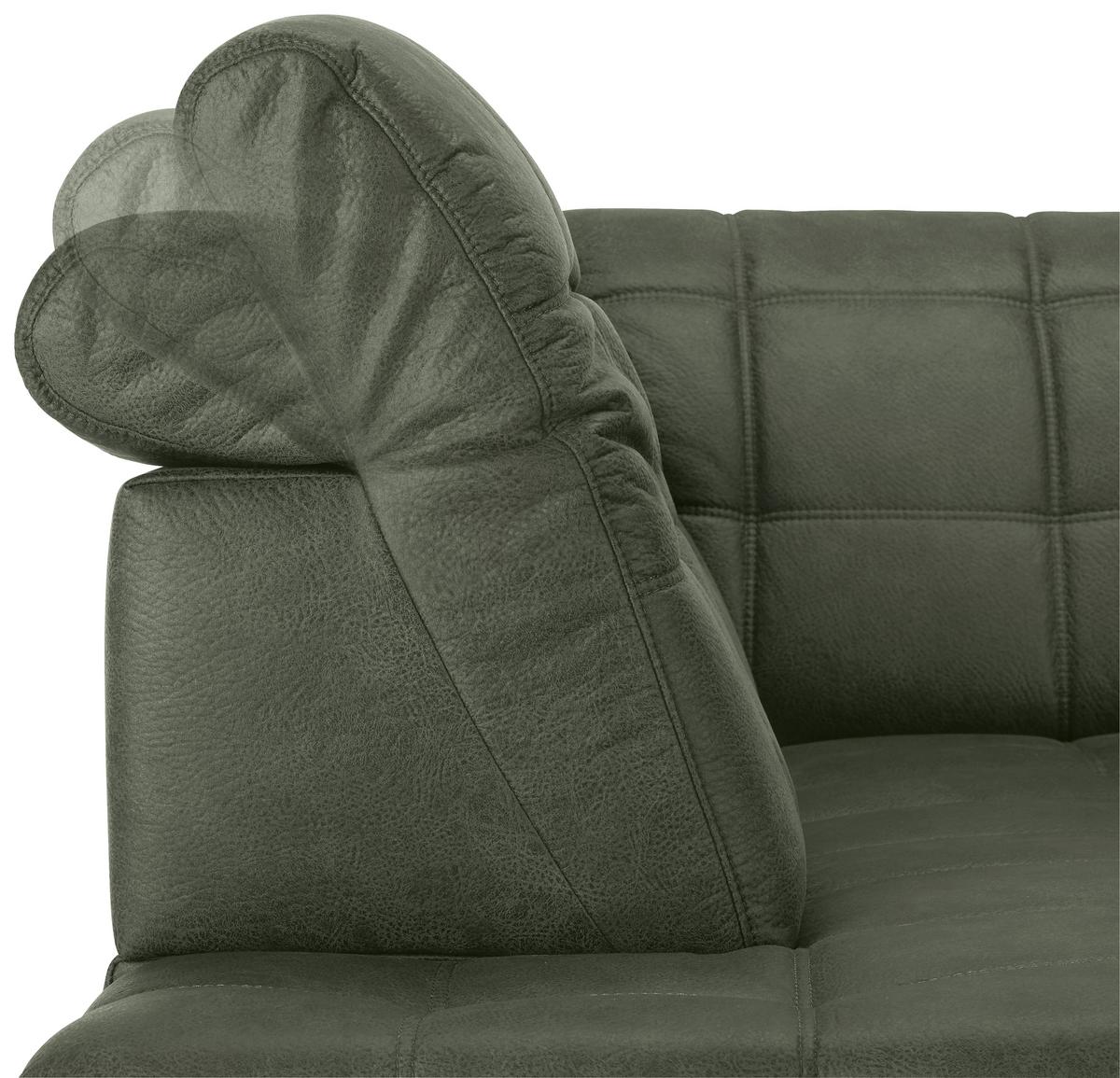 Ecksofa Panama links Olivgrün - Schwarz/Olivgrün, KONVENTIONELL, Textil/Metall (216/89-102/304cm) - Premium Living