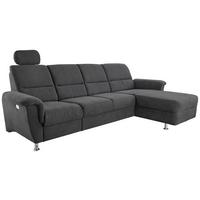 Wohnlandschaft Parole Schwarz Mikrofaser - Chromfarben/Schwarz, KONVENTIONELL, Textil/Metall (292/165cm) - Livetastic