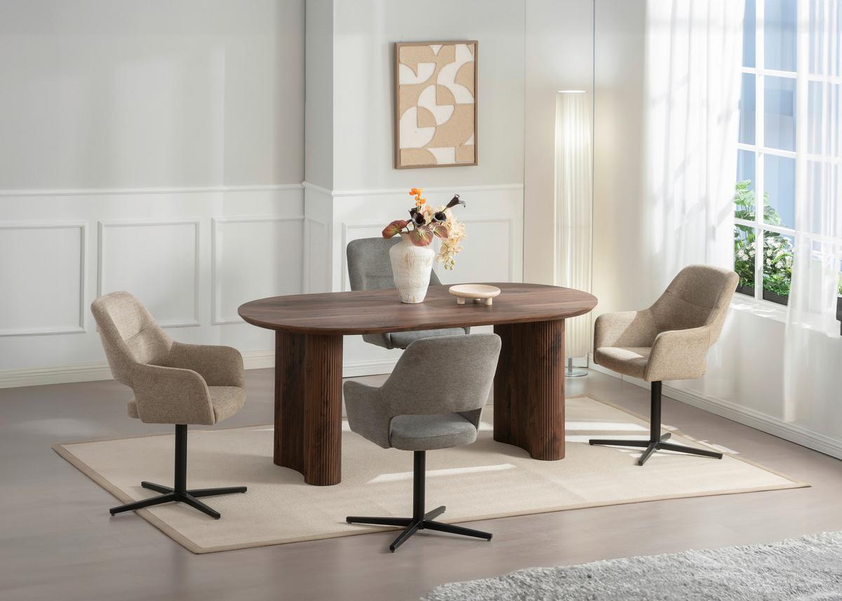 Jedilna Miza Edda, Barva Oreha, 180x90 - barva oreha, Basics, leseni material (180/90/75cm) - Livetastic