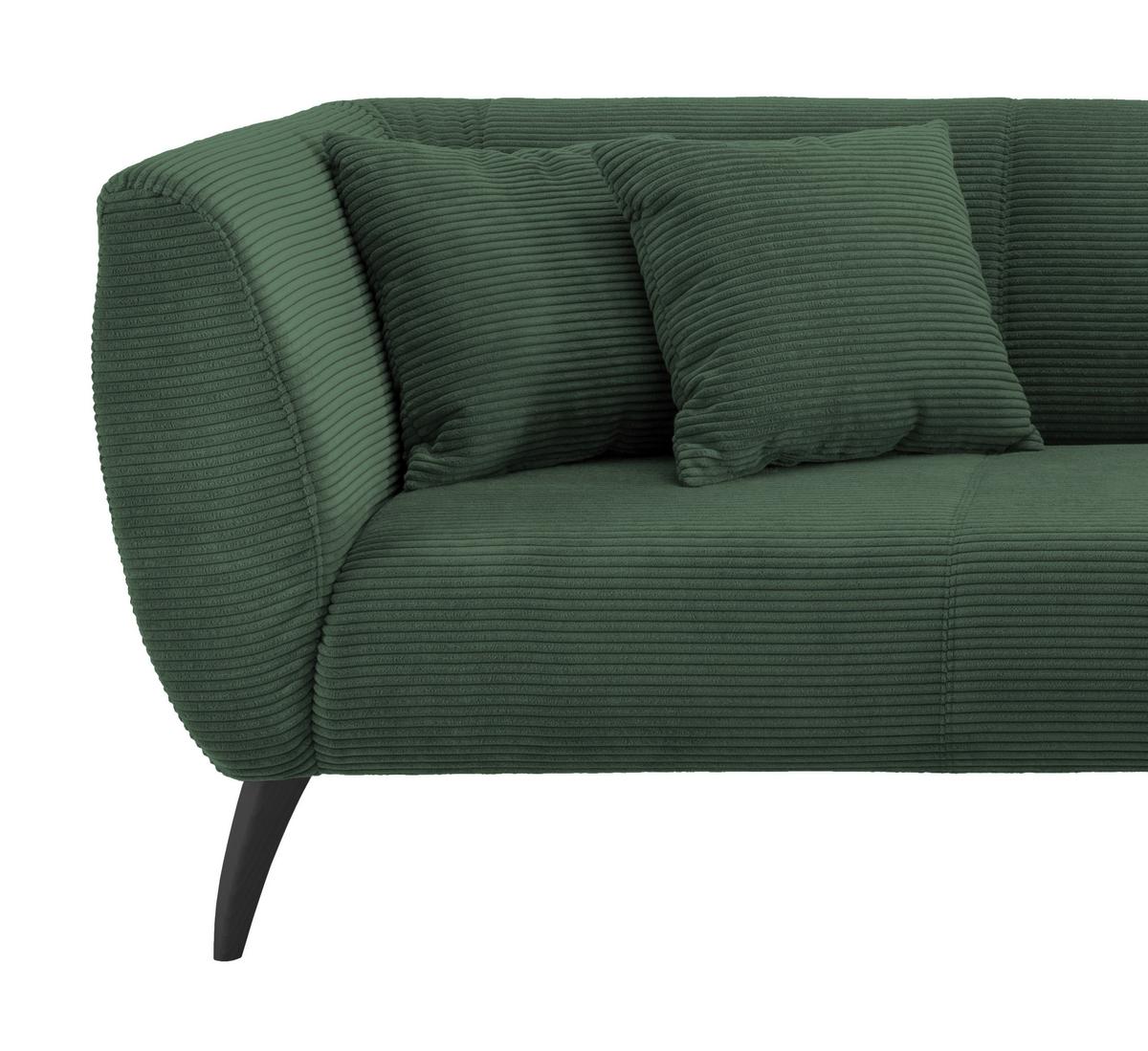 Wohnlandschaft Colori Dunkelgrün Cord - Dunkelgrün/Schwarz, MODERN, Holz/Textil (264/160cm) - MID.YOU