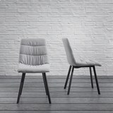 STUHL in Hellgrau 'Mario' - Hellgrau/Schwarz, MODERN, Holz/Textil (39/88/59,5cm) - Bessagi Home